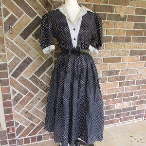 Gorgeous Vintage Eliza Scott Polkadot Long Dress with Crinoline peekaboot Hem 8